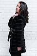 Пальто из норки черного цвета воротник лодочка фото №5
